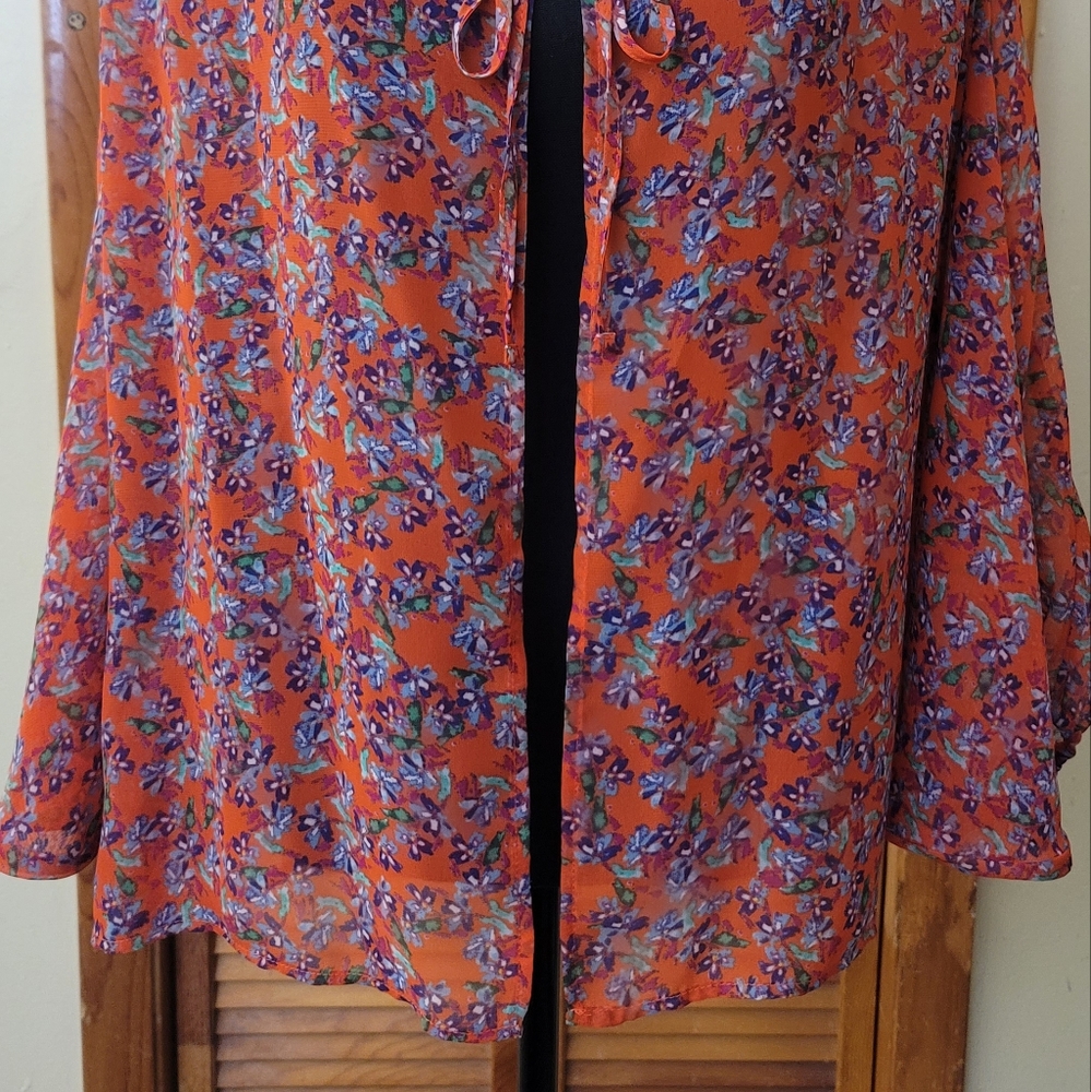 NWOT Old Navy Floral Open Cardigan Blouse Size Large - Picture 3 of 13